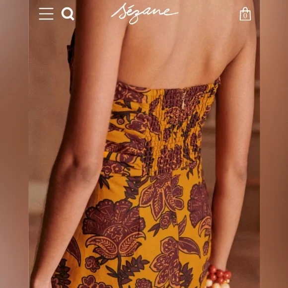 Sezane Pauline Luanda Ocre Floral Dress size 8 - Picture 3 of 8